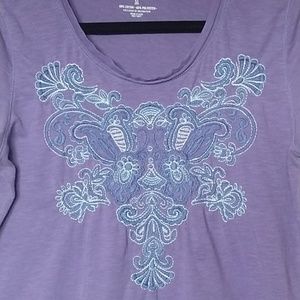 Women's Med Sonoma Purple Embroidered Tee